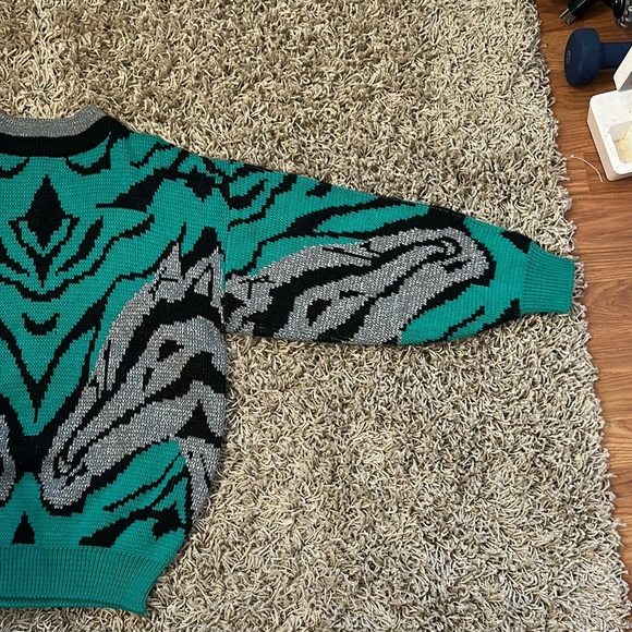 Vintage LicoRice X Horse Pattern Sweater - Teal and Black Made in Korea - Picture 5 of 11